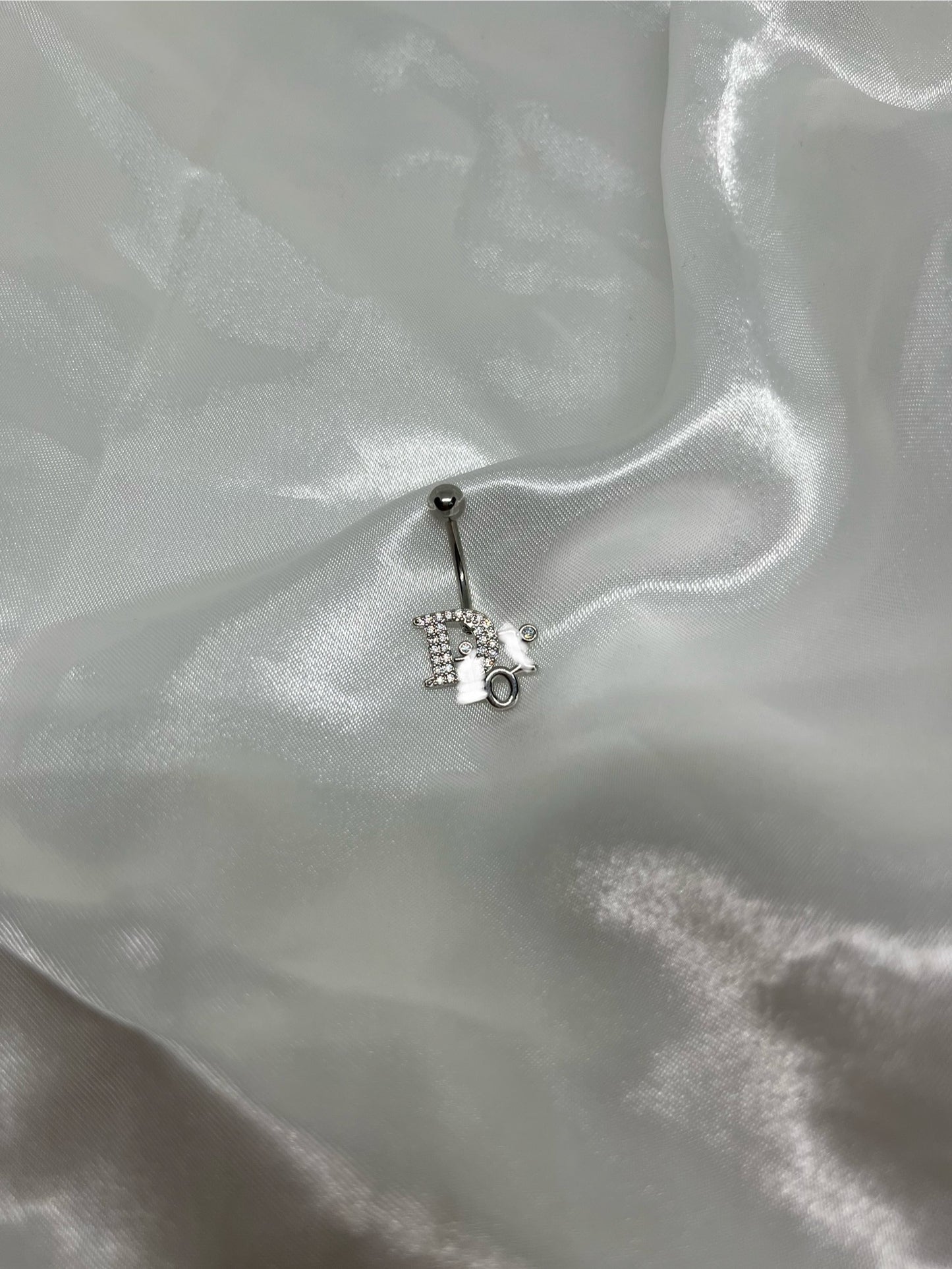 Silver diamanté DD belly bar