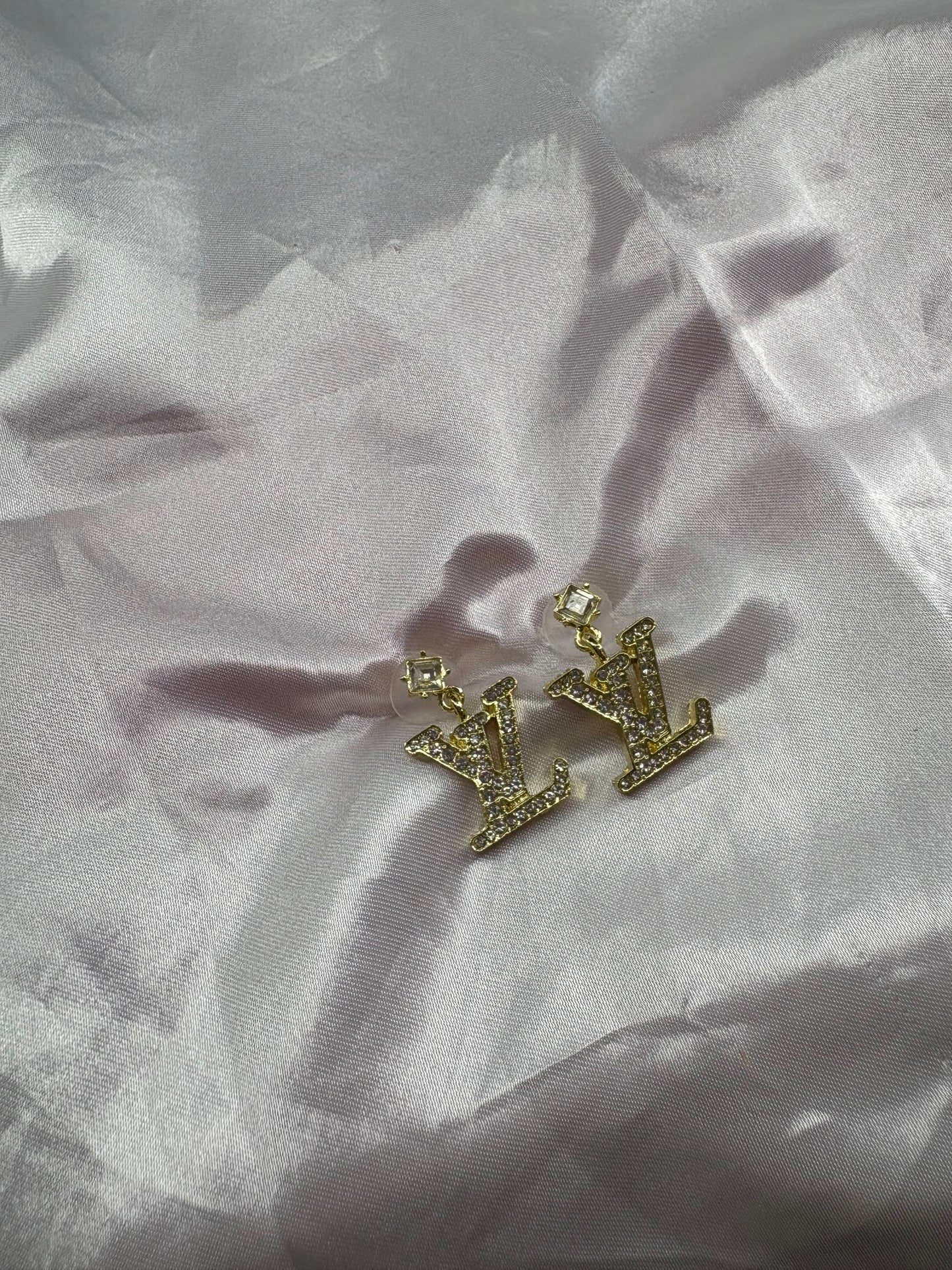 Gold Diamanté Dangle luvu earrings