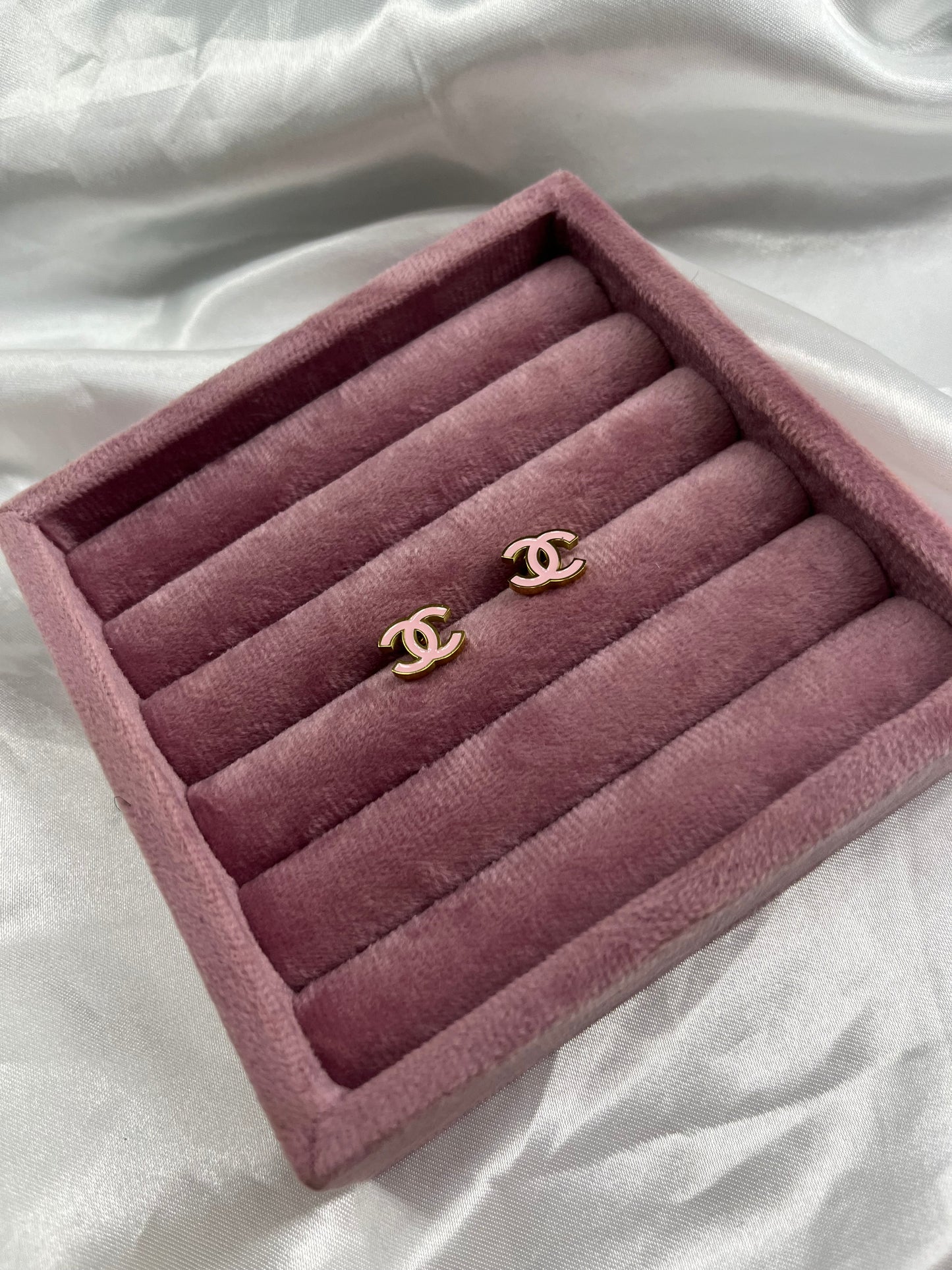 Small gold pink cece earrings