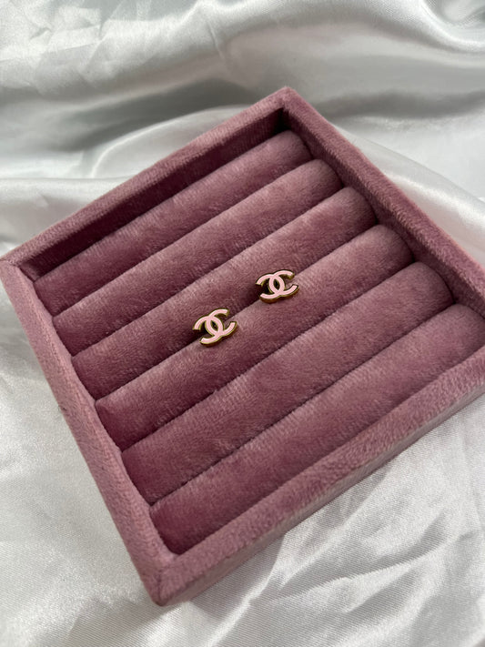 Small gold pink cece earrings