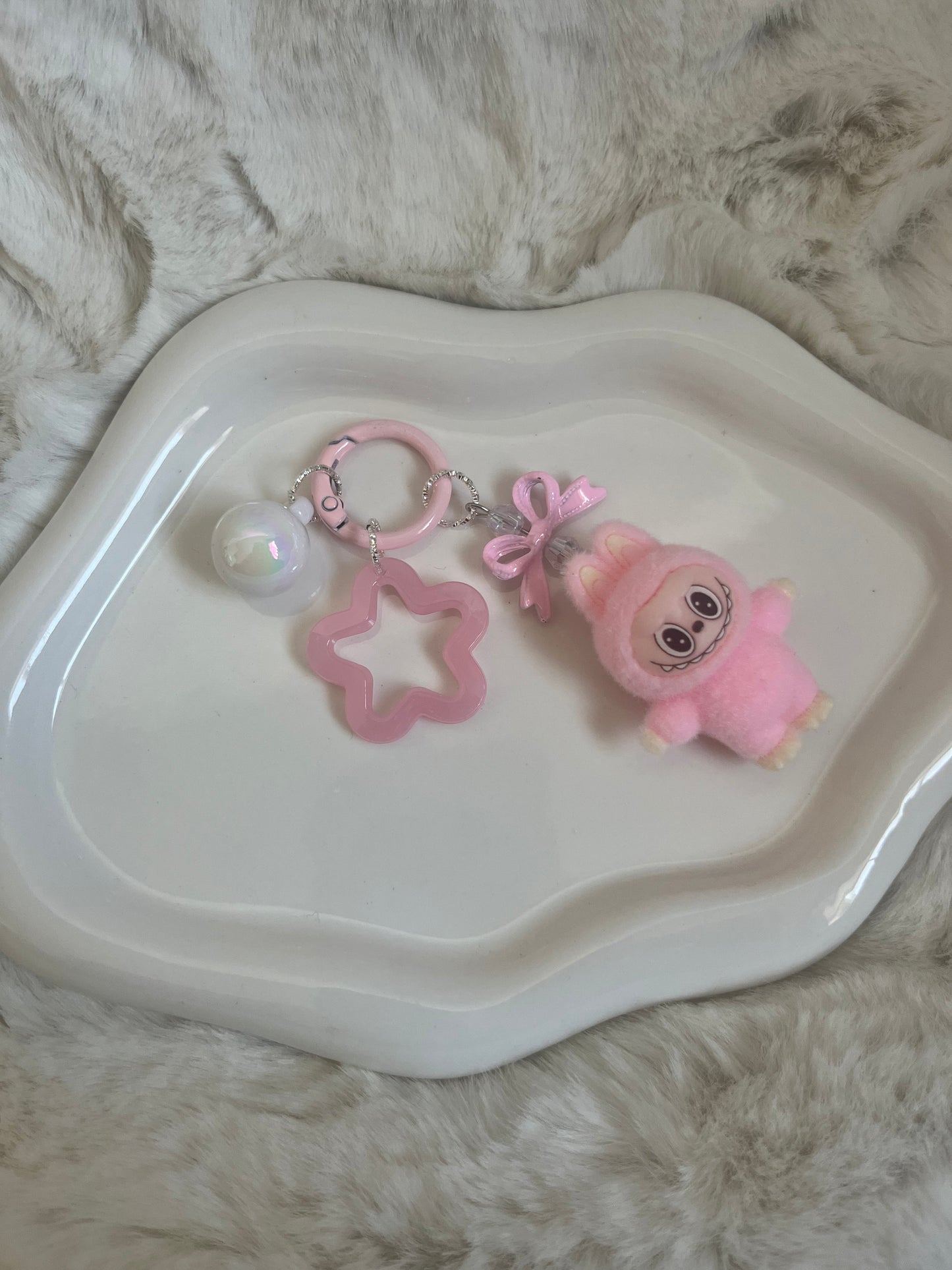 Pink bow lubu keychain