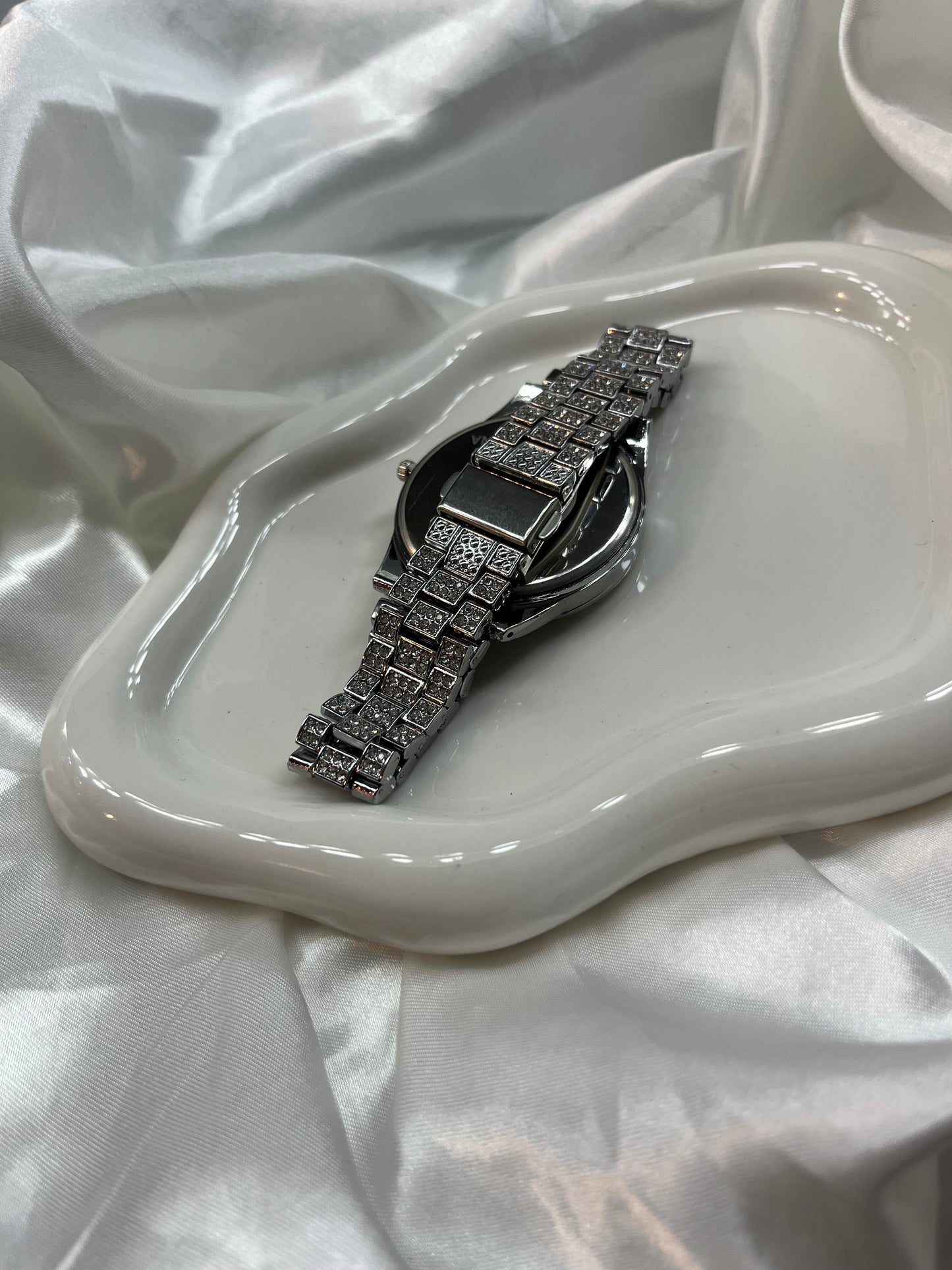 Silver Diamanté Pink face Watch