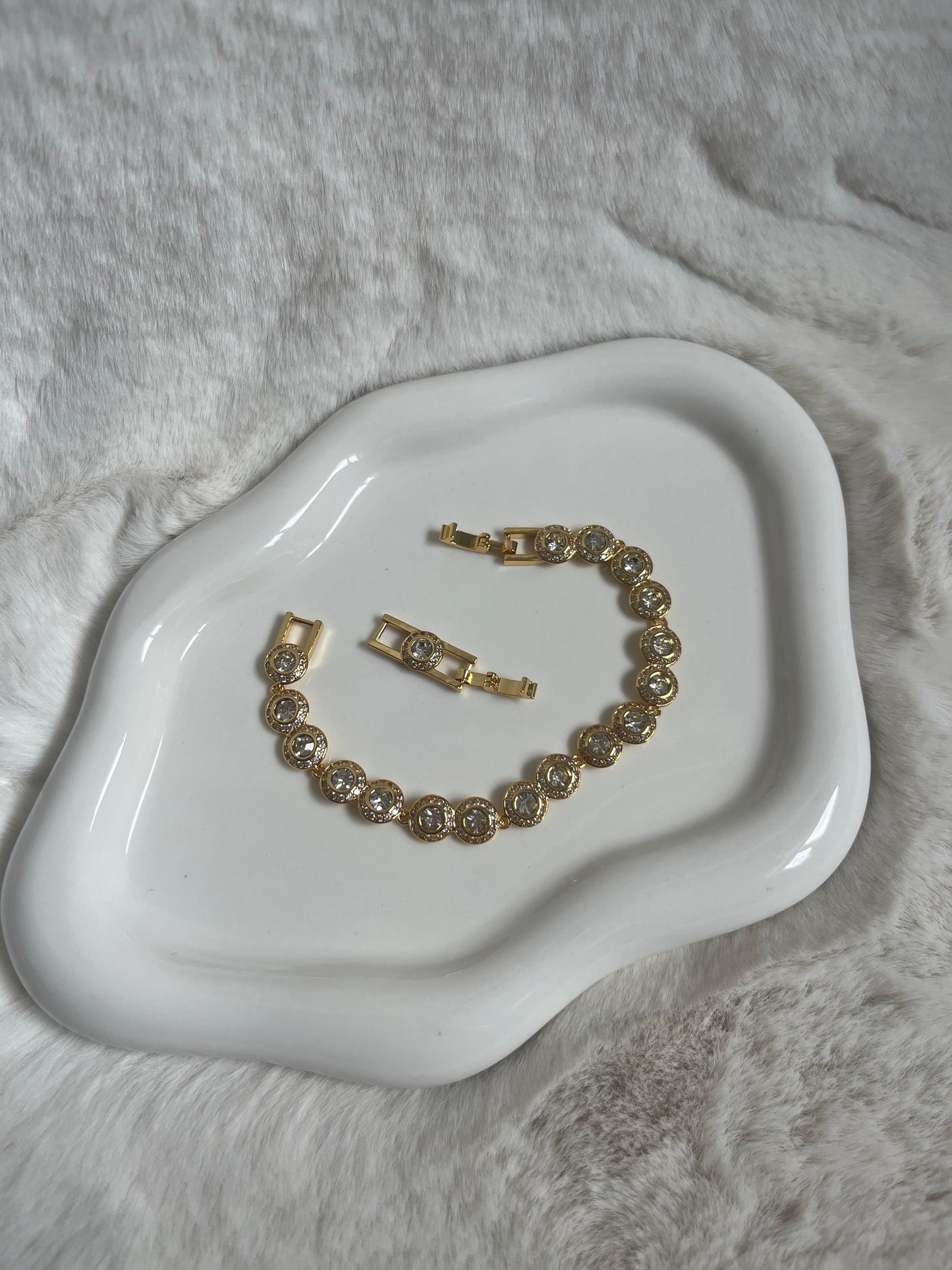 Gold angelic diamanté tennis bracelet