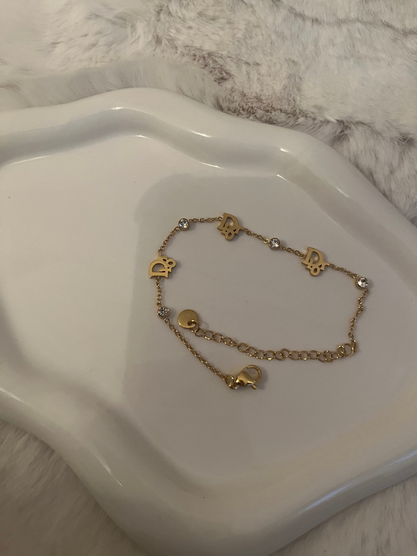 Dainty Mini DD diamond Gold bracelet