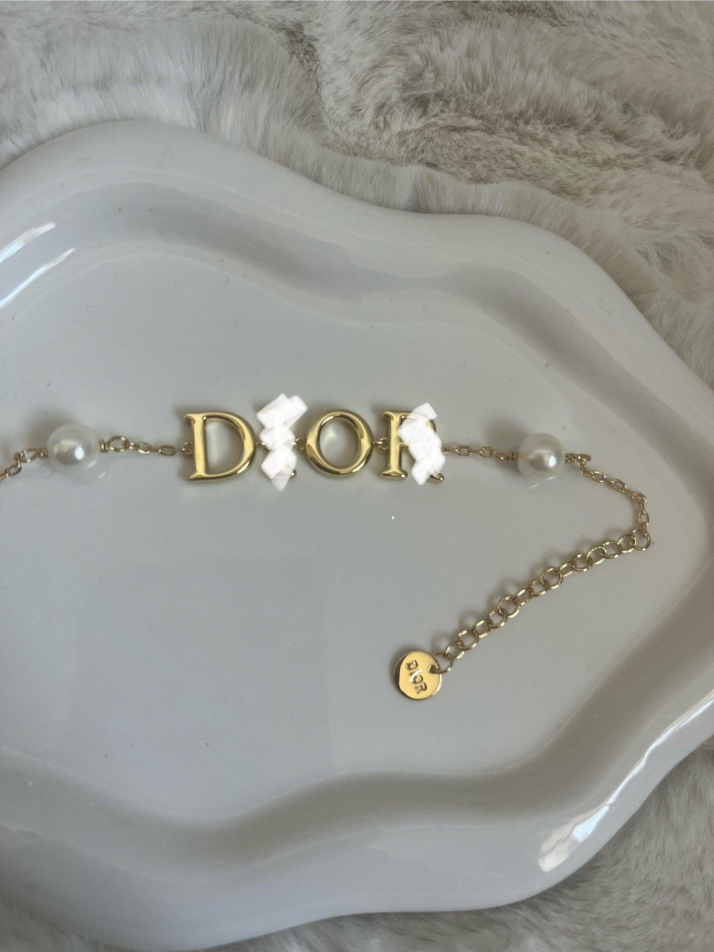 Gold Pearl D Bracelet