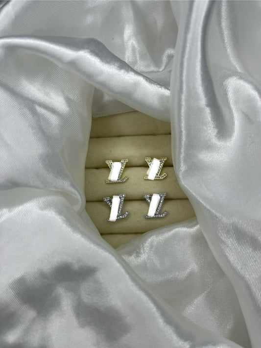 Gold or silver dainty diamanté luvu earrings