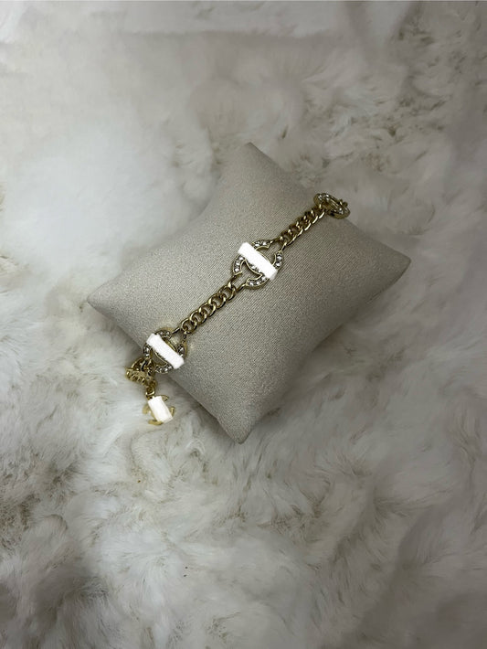 Gold letter 3 Cece Diamanté chain bracelets