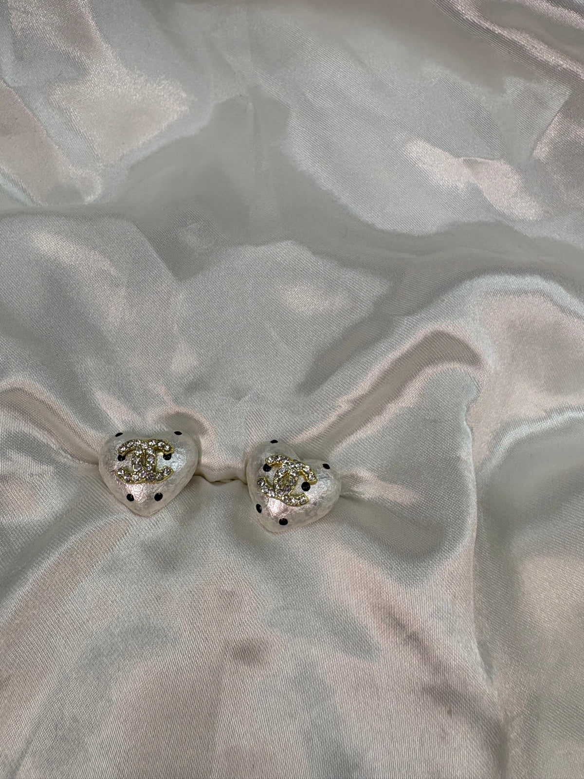 Pearl polka dot gold cece diamanté earrings