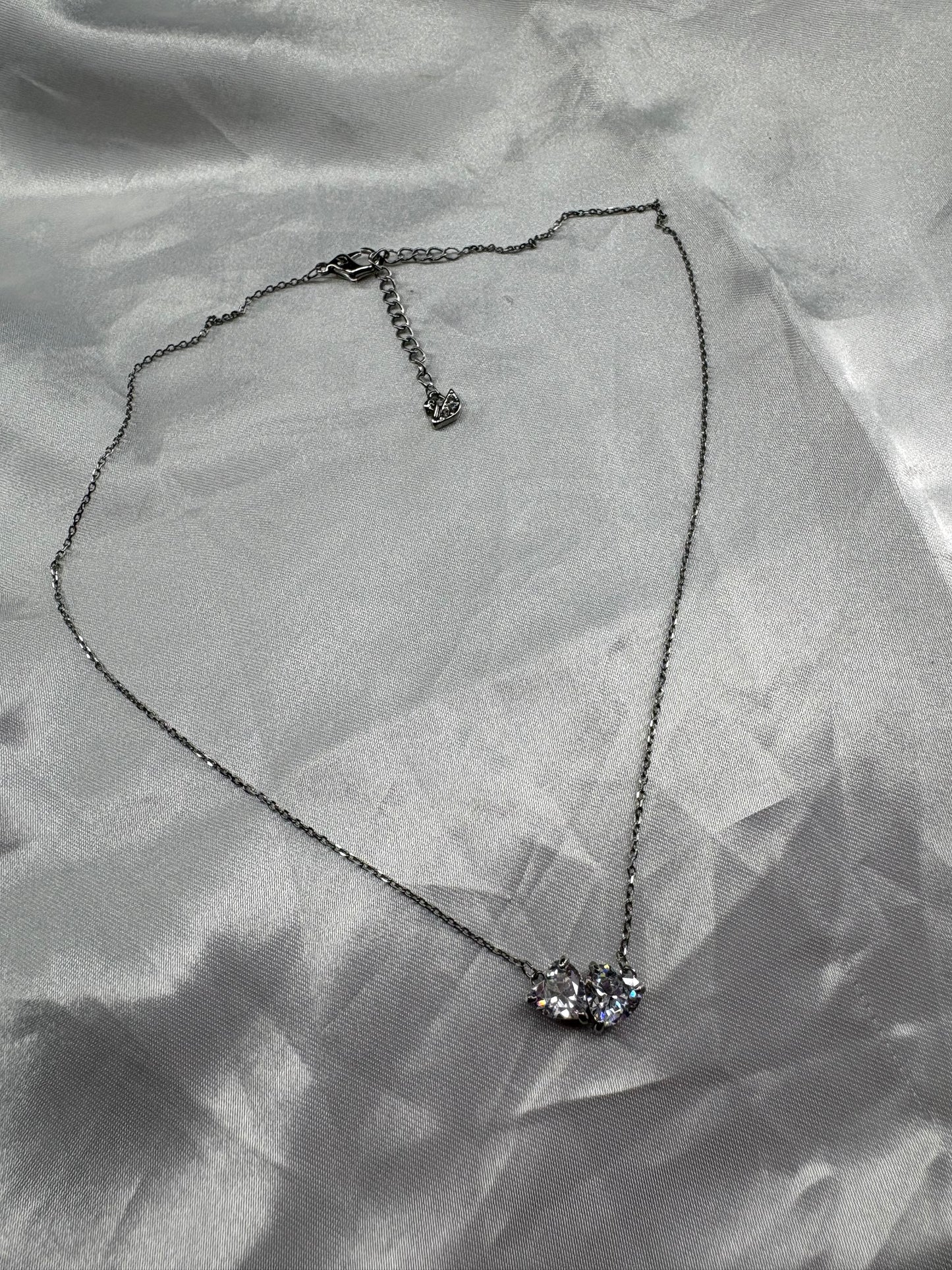 Silver Angel 2Heart Diamond necklace