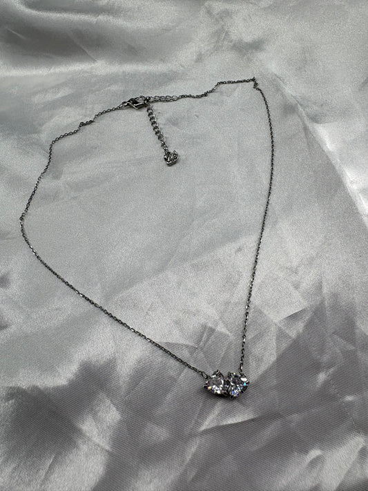 Silver Angel 2Heart Diamond necklace