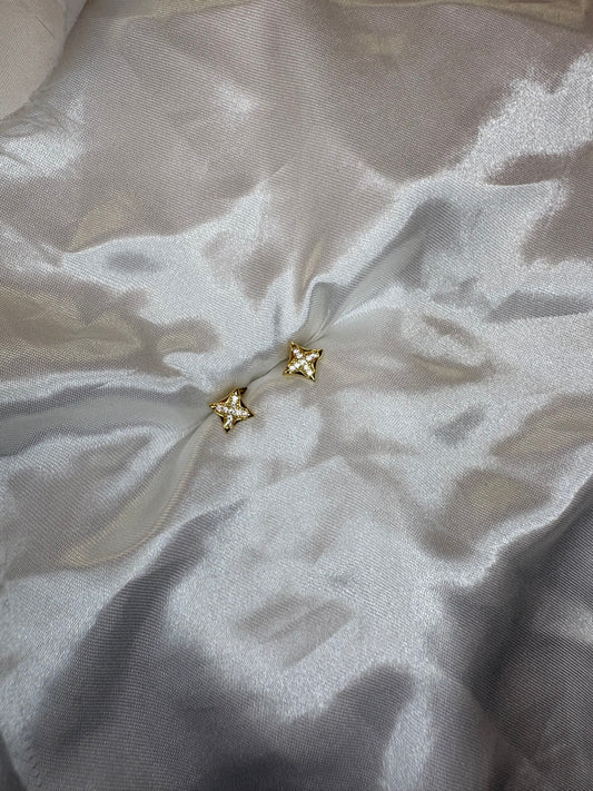 Mini Gold Diamanté Clover earrings