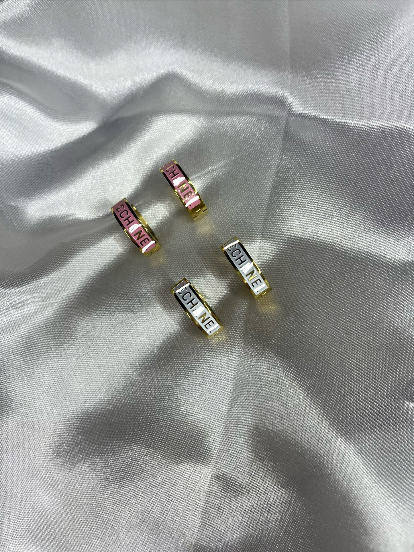 Gold pink or white cece hoop earrings