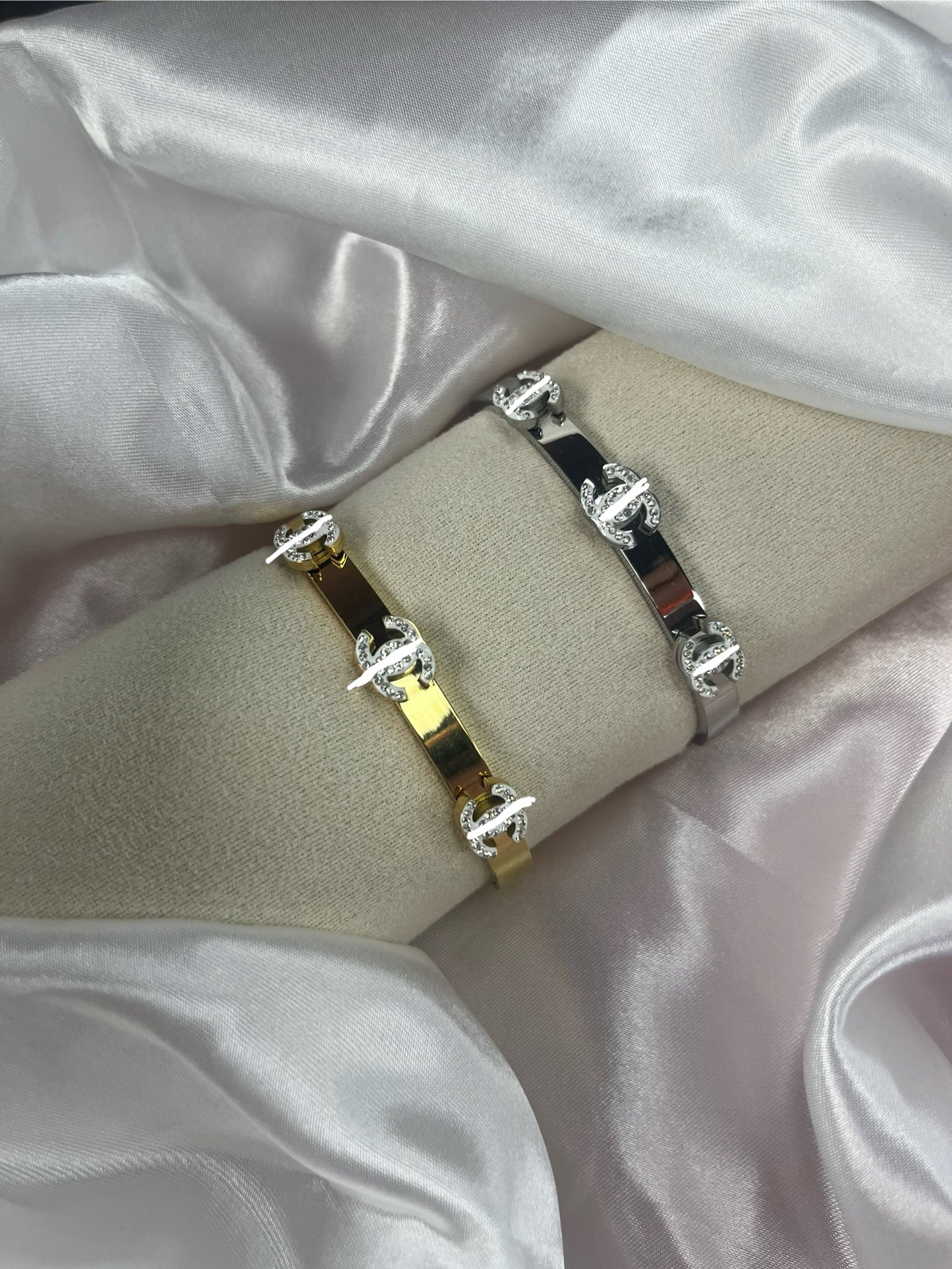 Gold or silver cece 3 diamanté bangle