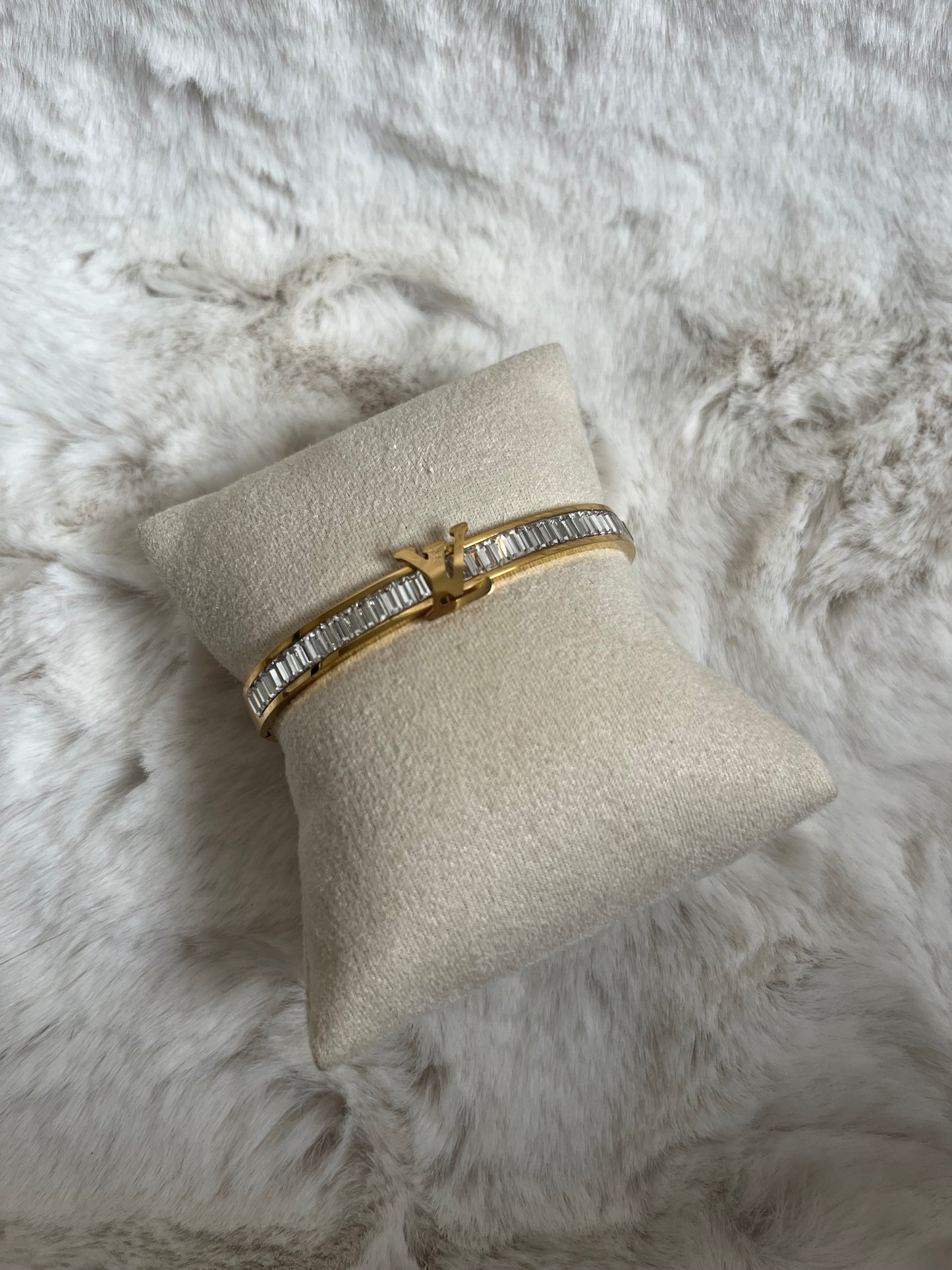 Gold zircon Luvu bangle