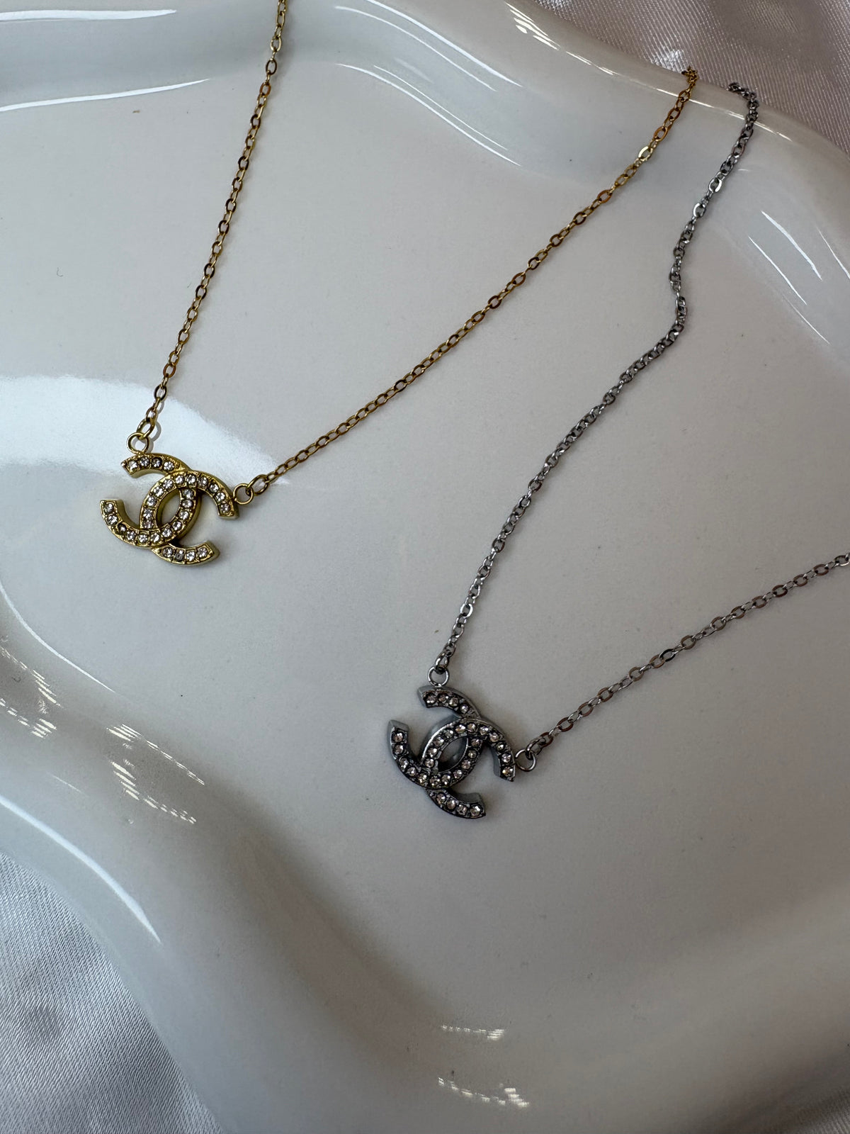 Gold or silver diamanté cece necklace