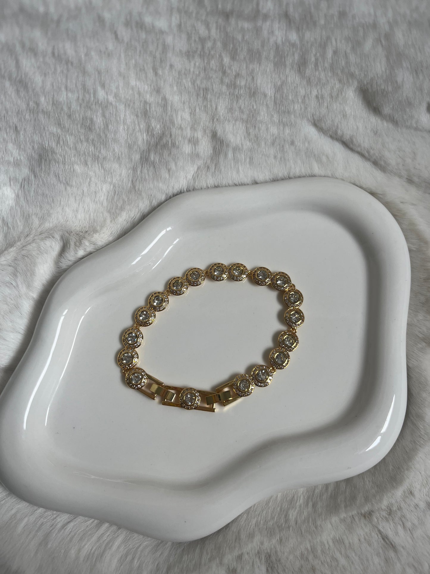 Gold angelic diamanté tennis bracelet