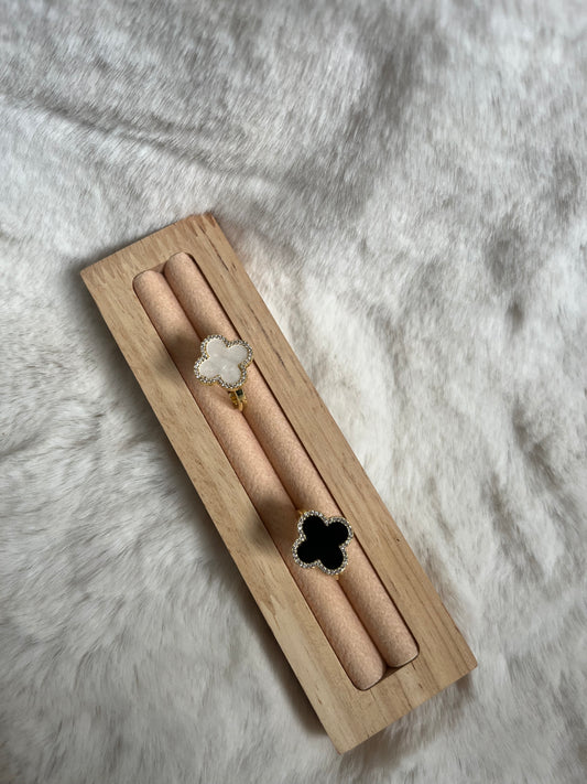 Gold white or black open adjustable ring