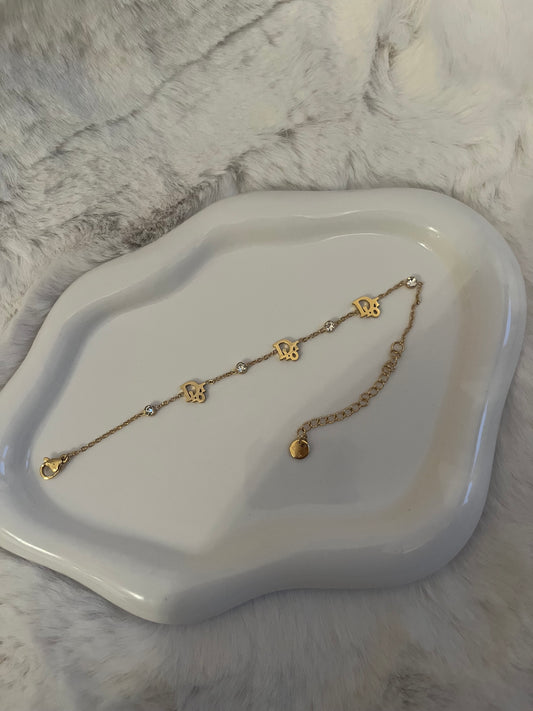 Dainty Mini DD diamond Gold bracelet