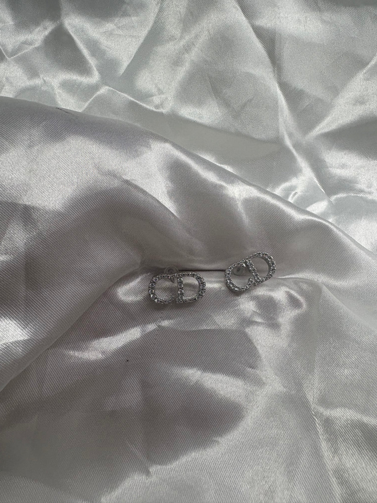 Silver diamanté CD earrings