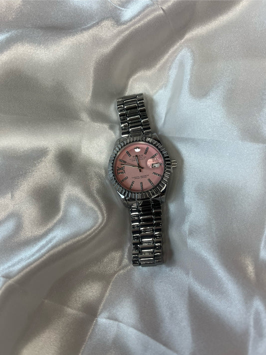 Silver pink Rox diamond watch