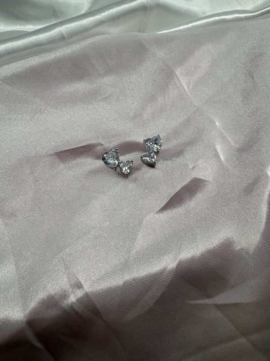 Silver Angel 2Heart Diamond earrings