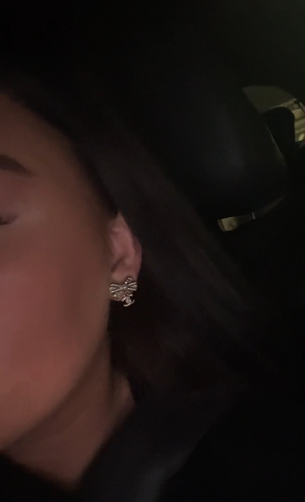 Gold diamanté pearl Cece bow earrings