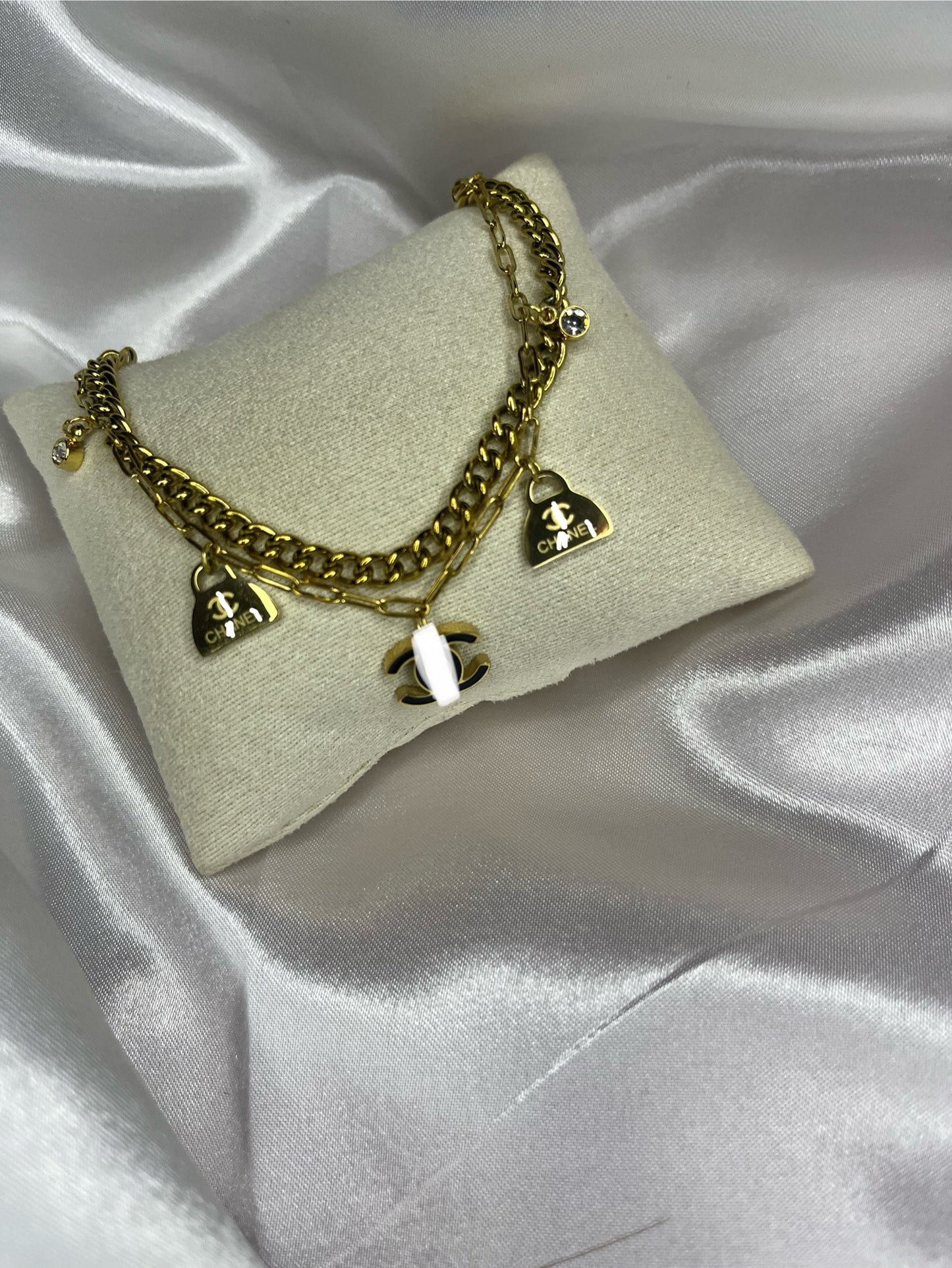 Gold chain 2Layer black cece bag bracelet