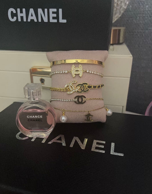 Luxury Gold Cece Bracelet + mini perfume bundle.