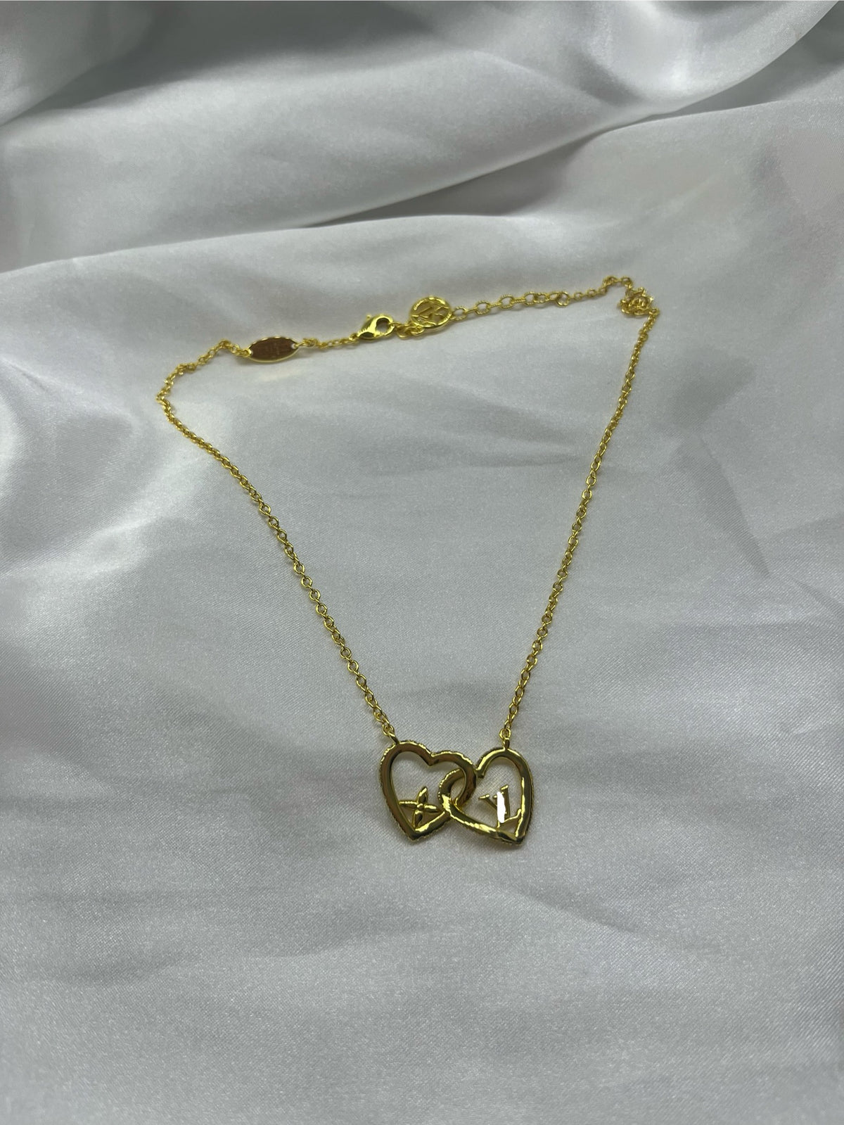 Gold 2heart Luvu clover necklace