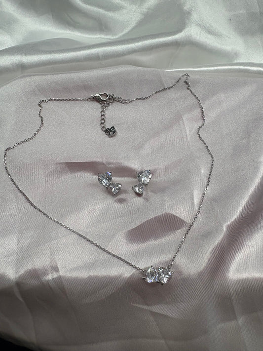 Silver Angel 2 piece Heart necklace & earring set
