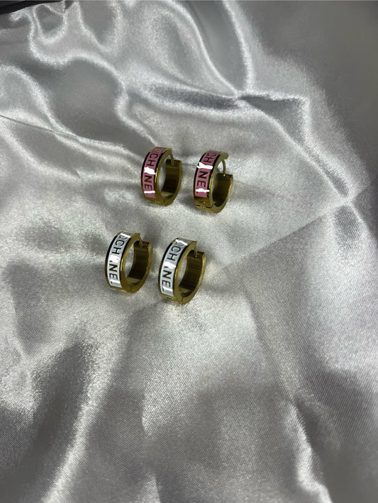 Gold pink or white cece hoop earrings