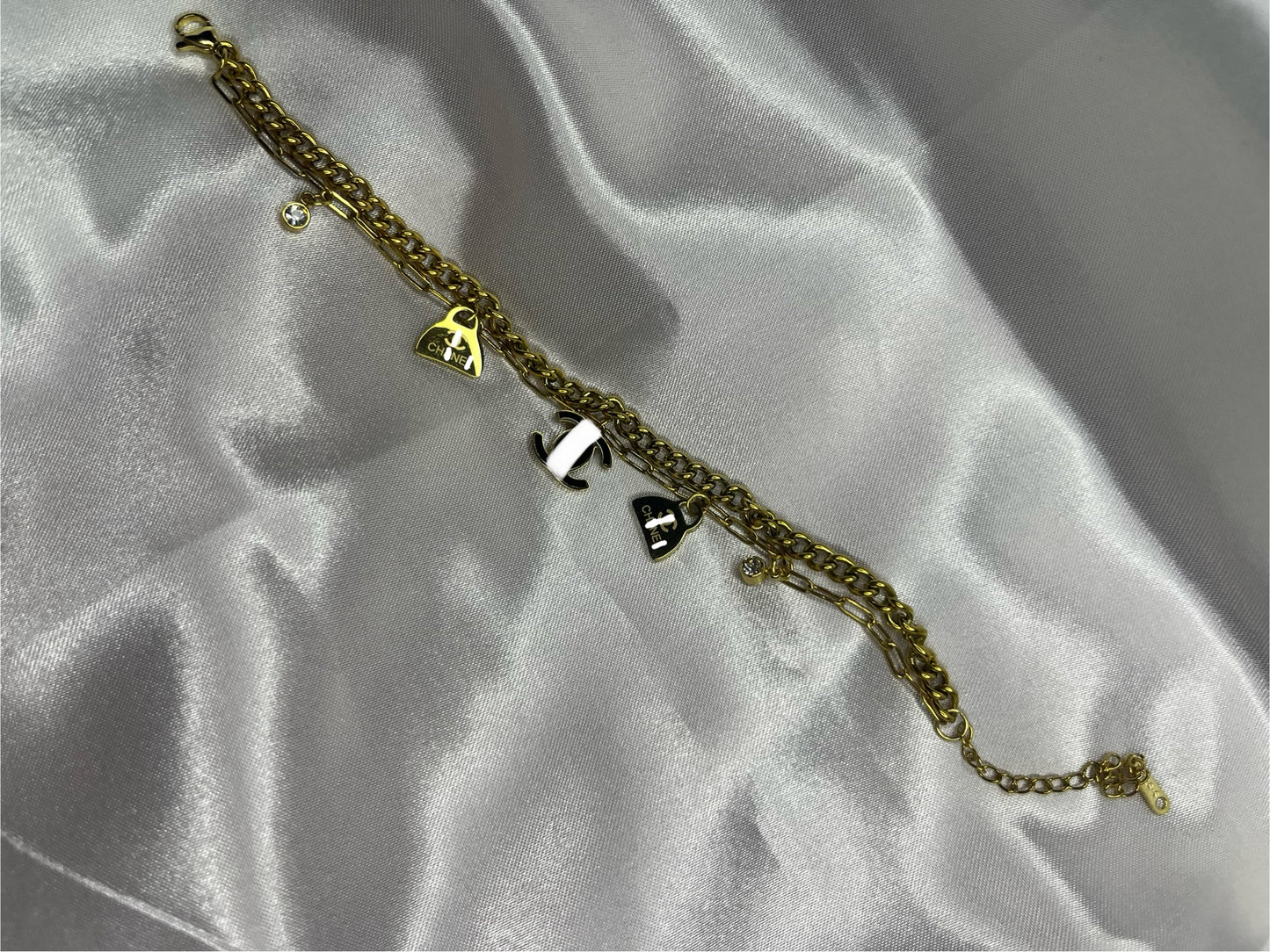 Gold chain 2Layer black cece bag bracelet