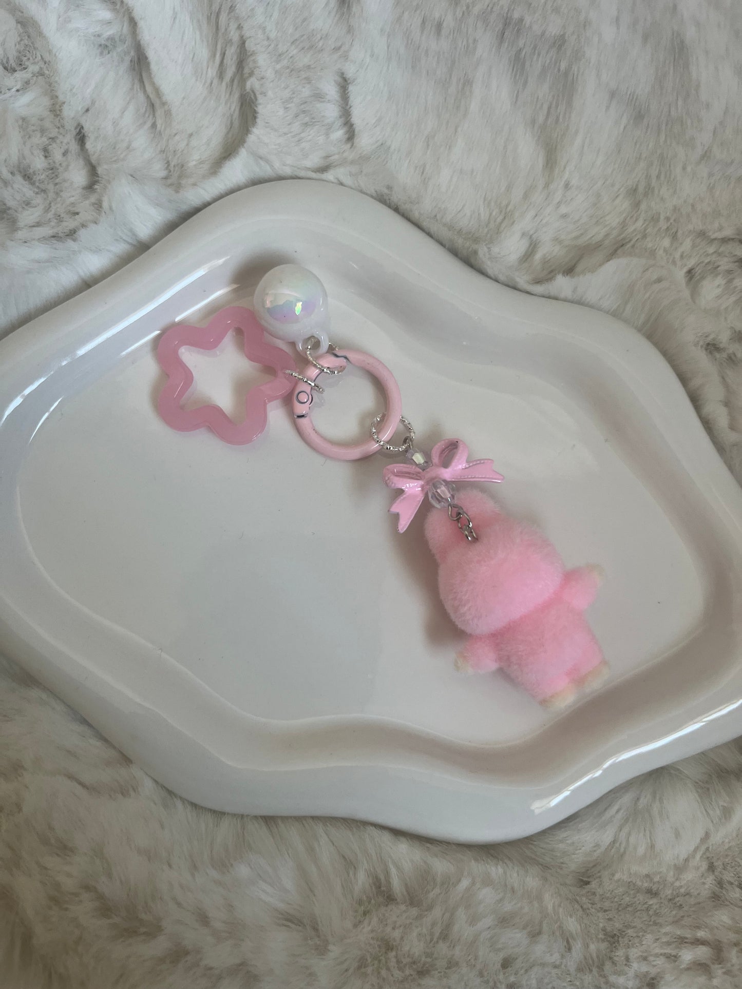 Pink bow lubu keychain