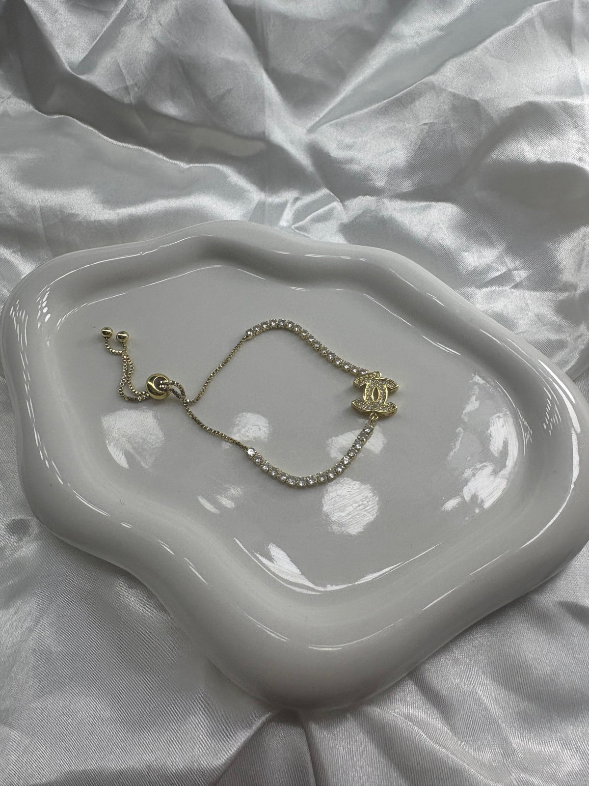 Gold diamanté tennis cece adjustable bracelet