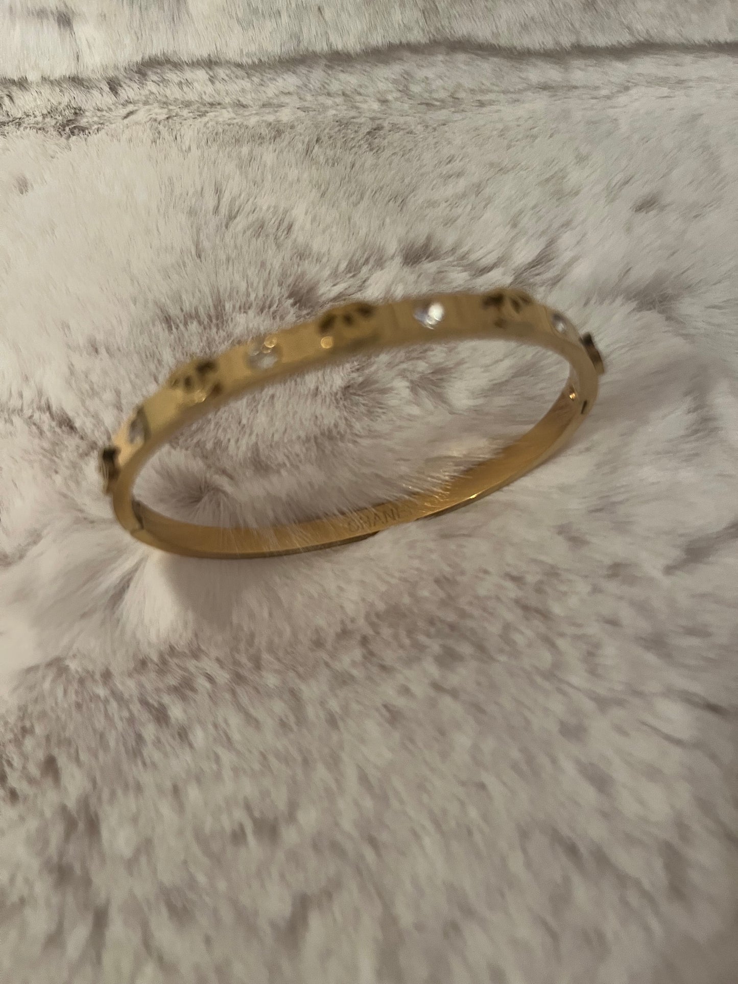 Gold diamanté Cece thin gold bangle
