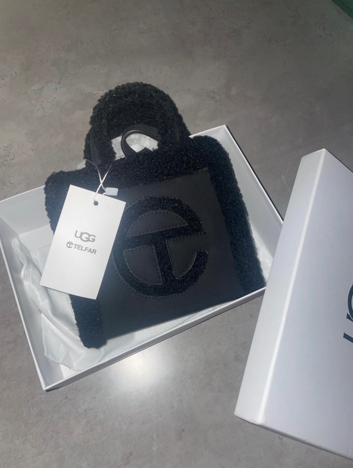 Black fur Ugg tel crossbody bag
