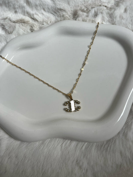 Gold Pearl Cc necklace