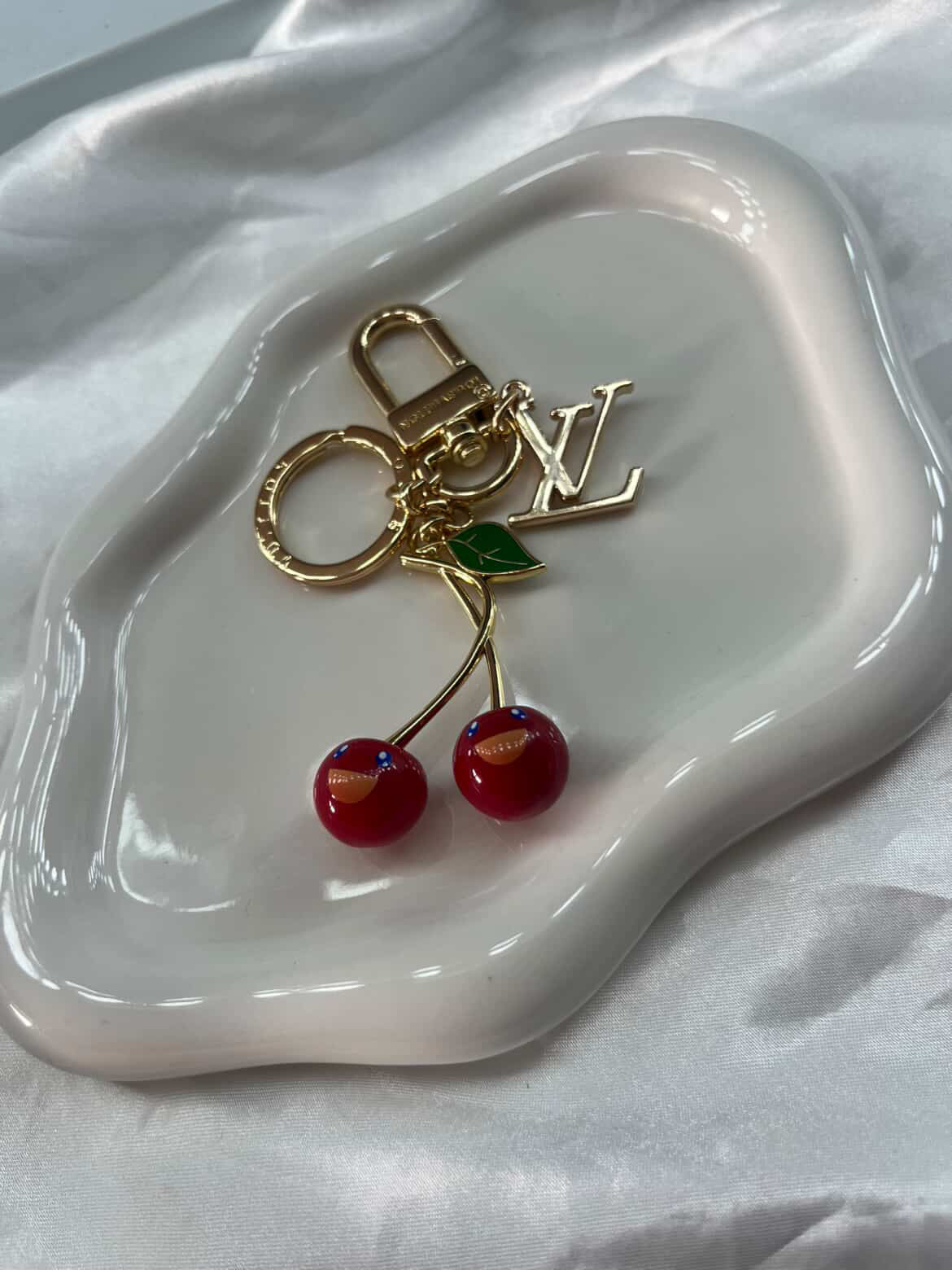 Gold cherry Charm luvu keychain