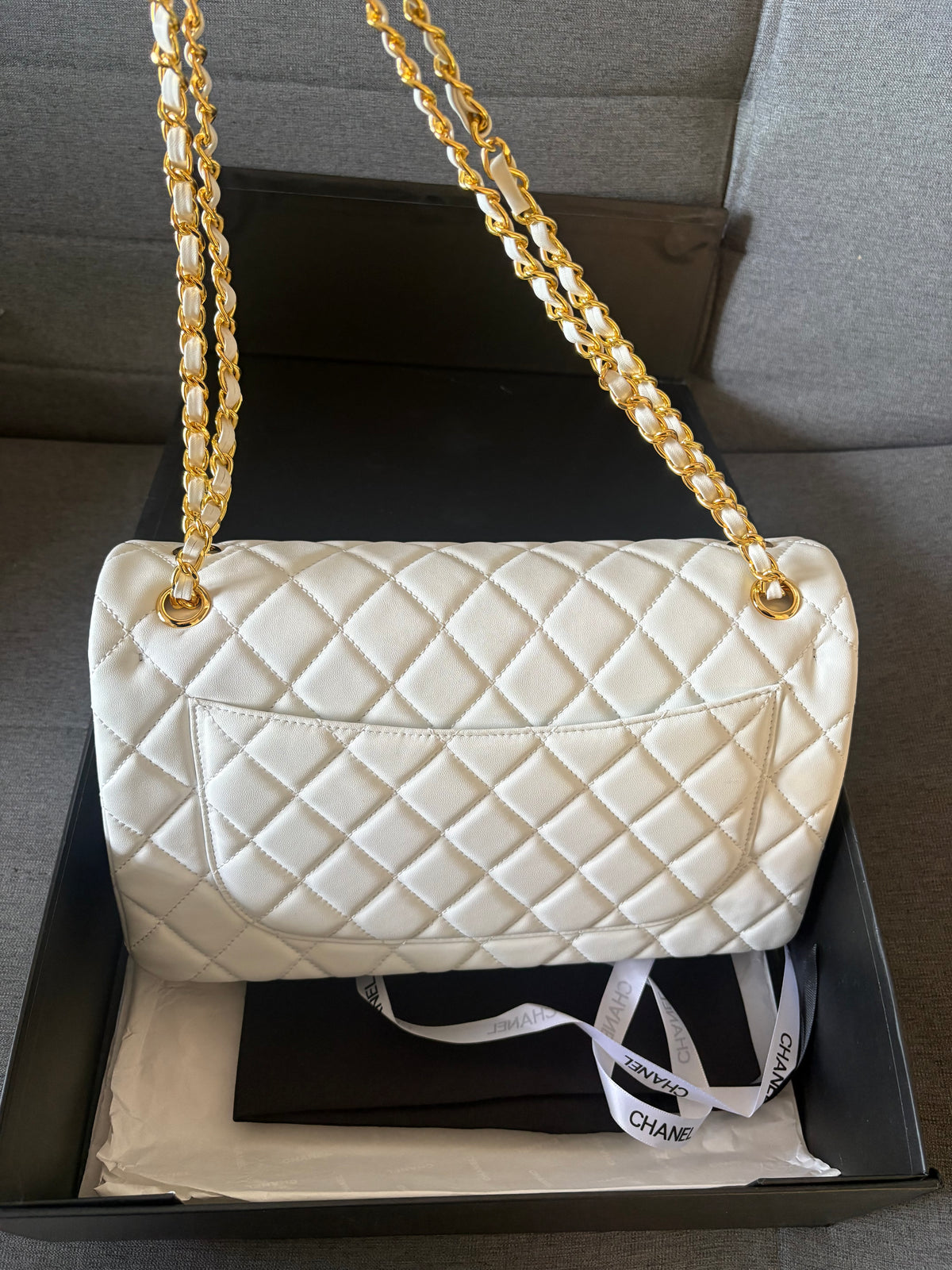 Large Gold white shoulder CC bag