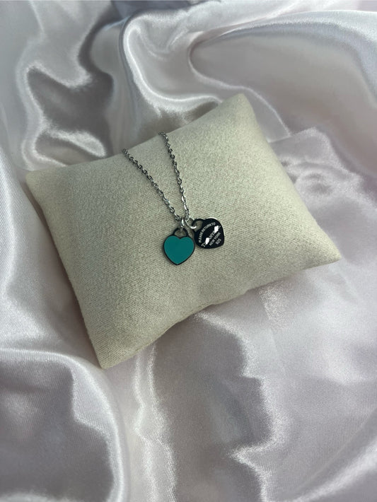 Silver double heart tiffnecklace