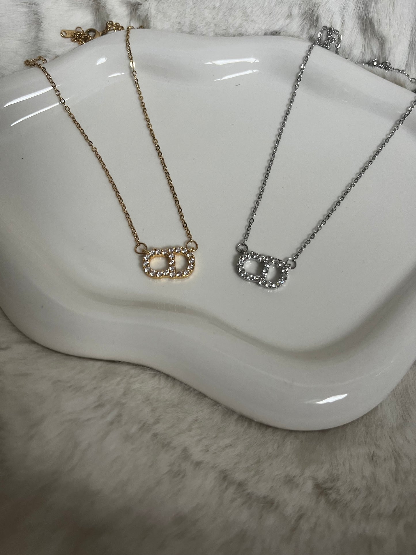 Gold or silver CD dainty necklace