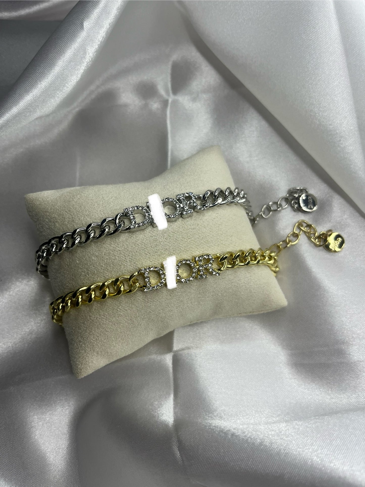 Gold or silver diamanté chain DD bracelet