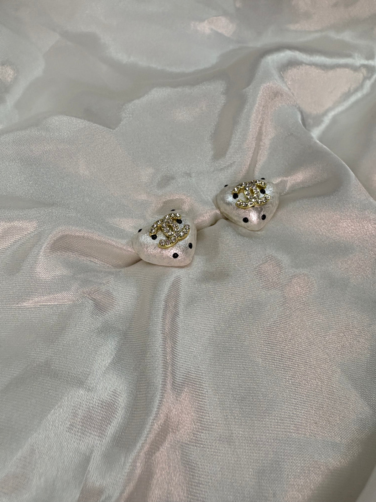Pearl polka dot gold cece diamanté earrings