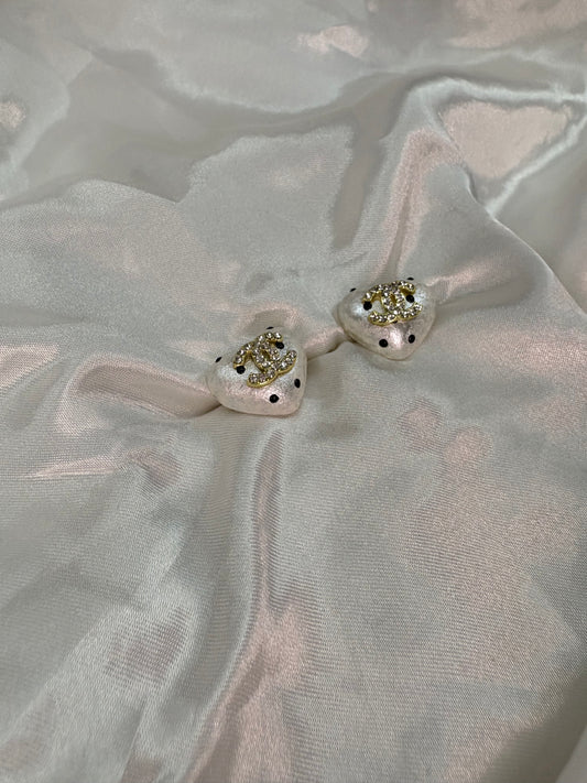 Pearl polka dot gold cece diamanté earrings