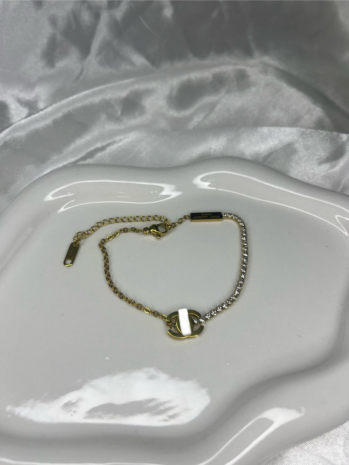 Gold cece half diamanté tennis bracelet