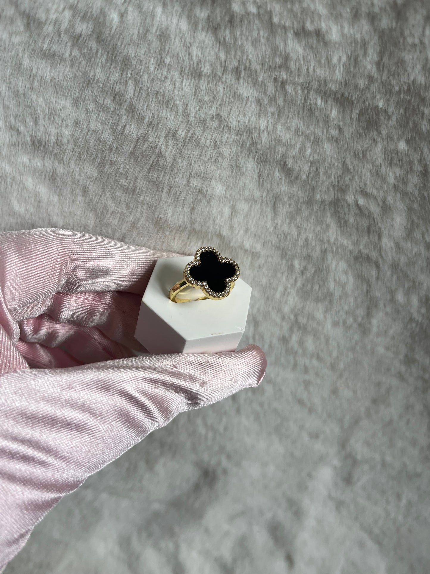 Gold white or black open adjustable ring