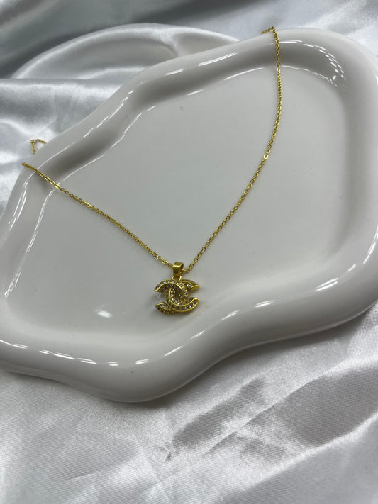 Gold diamanté cece dainty necklace