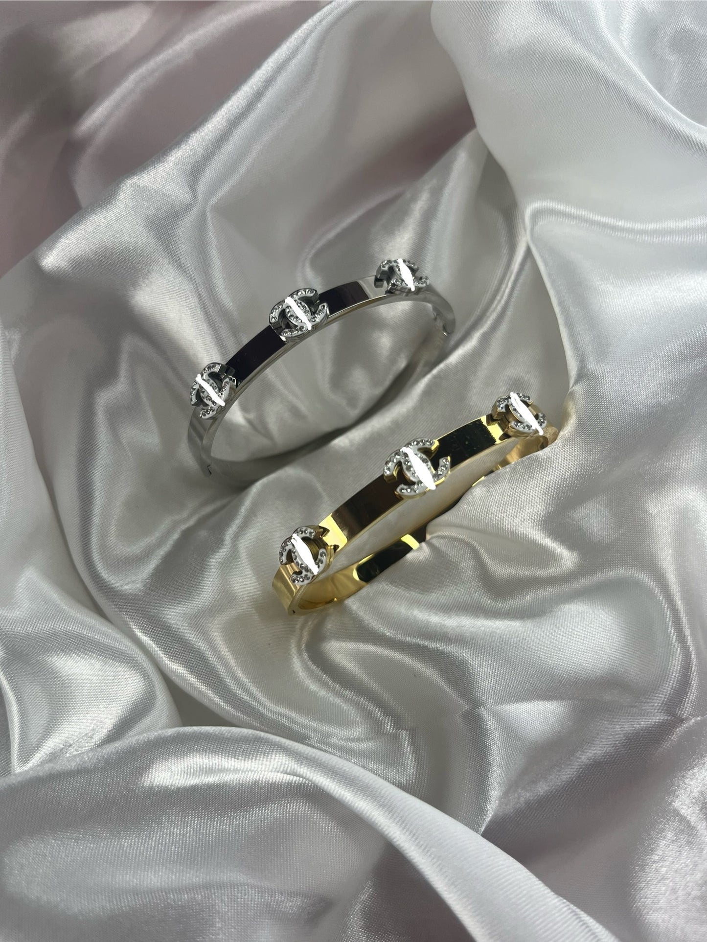 Gold or silver cece 3 diamanté bangle