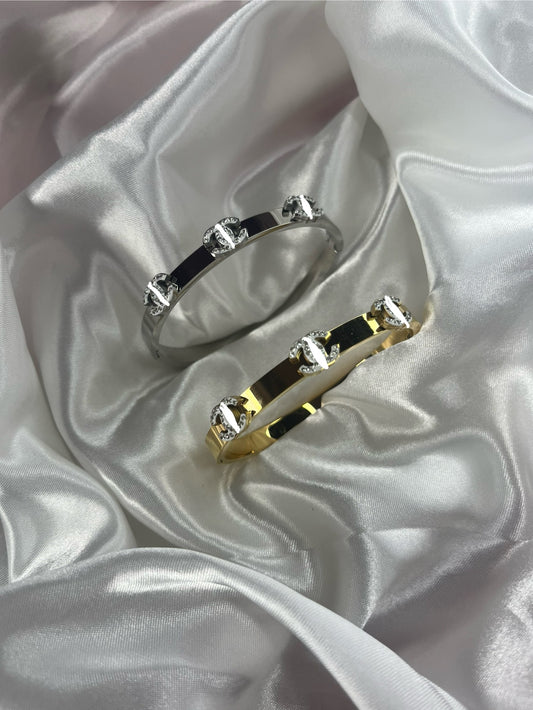 Gold or silver cece 3 diamanté bangle