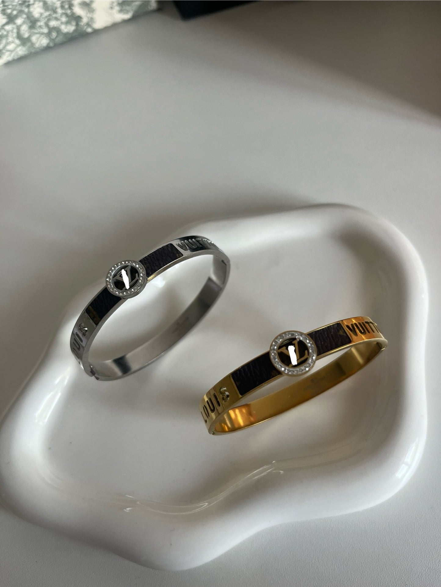 Gold or silver brown luvu bangle
